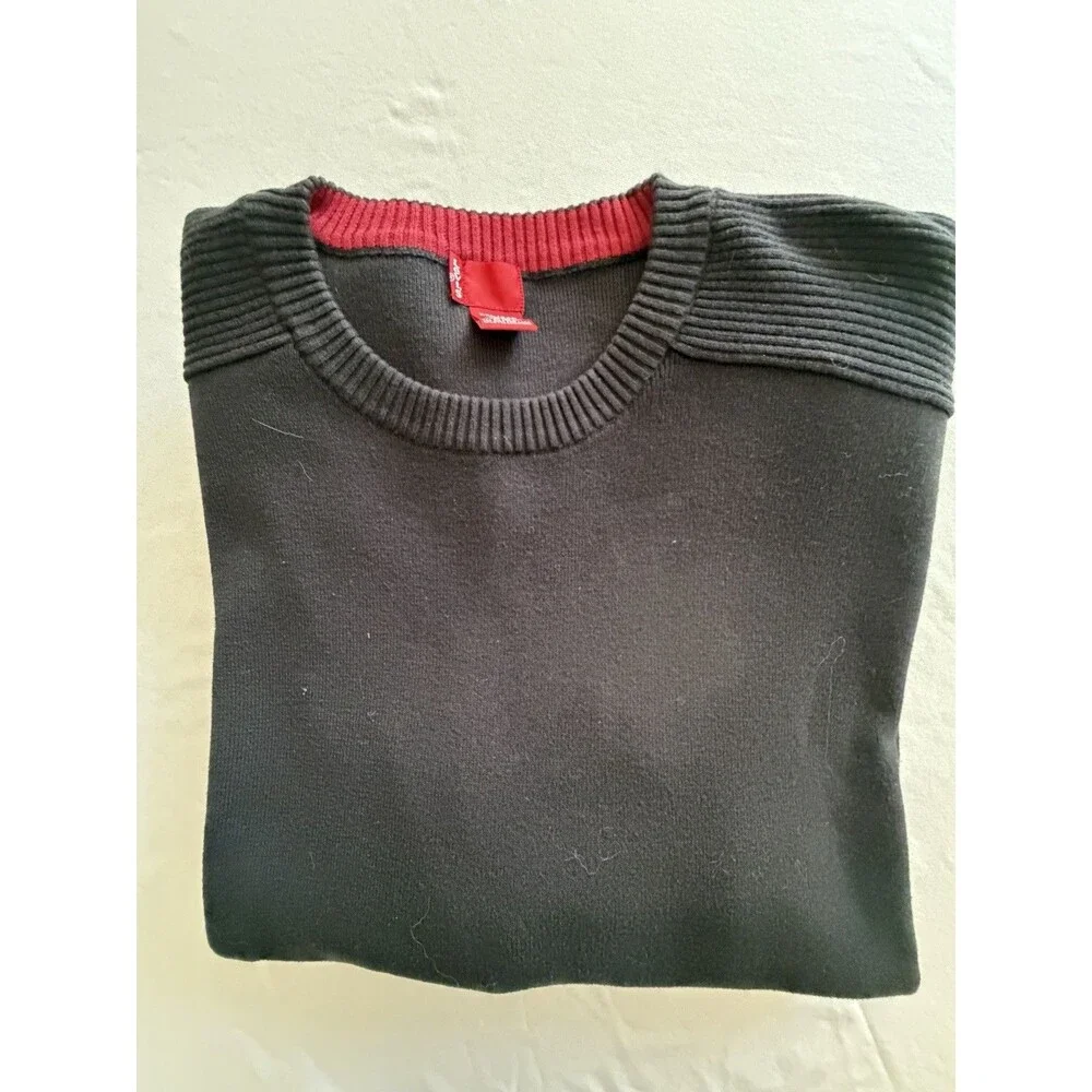 Levi's Vintage Men's Cotton Knit Crewneck Pullover Sweater 2XL Black Solid Logo